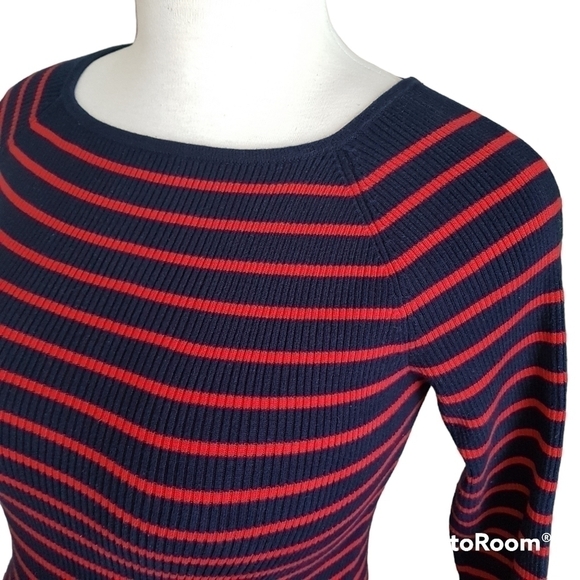 Lauren Ralph Lauren Striped Ribbed Knit Pullover Boat Neck Sweater - Picture 2 of 9